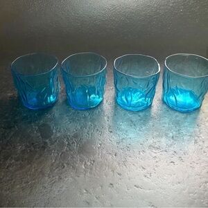 Vintage Turquoise Glass Tumbler Set